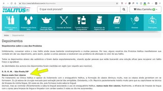 Depoimento Usuária do kit de Produtos Halitus na Loja Halitus